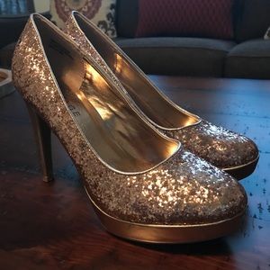 Rampage Rose Gold Glitter Heels